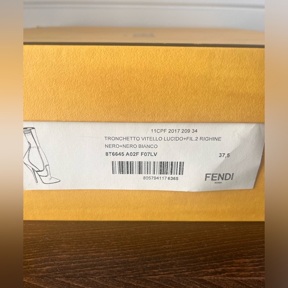 Fendi Leather Stretch Knit Ankle Boots Heels, 37.5 - Picture 8 of 10